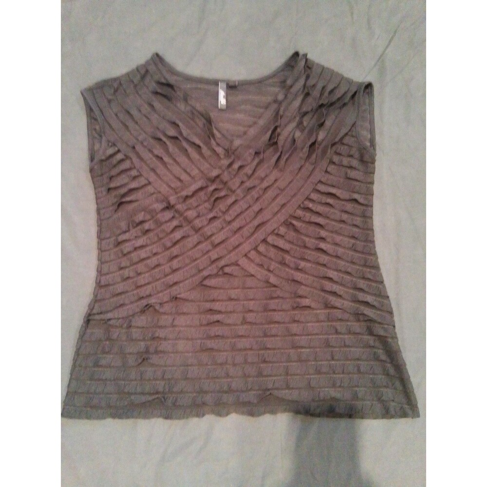 Essentials by Milano Women's XL Black Ruffle Shirt
